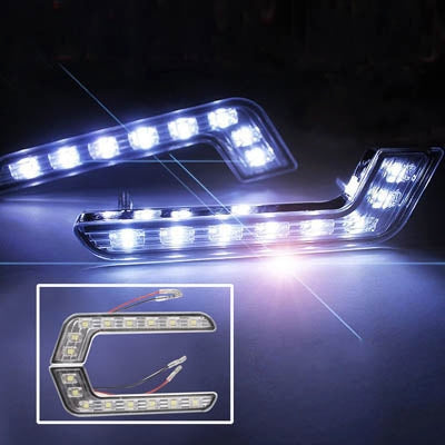 Universal White 8 LED Daytime Running Light for Car