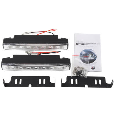 Universal White 8 LED Daytime Running Light for Car(Black)