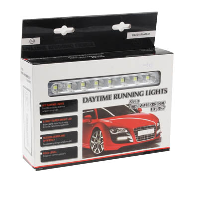 Universal White 8 LED Daytime Running Light for Car(Black)