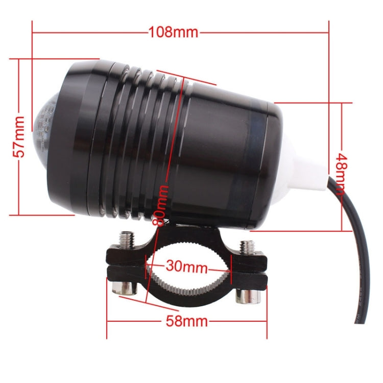 10W 900LM White Light 6500K 1-LED 3-Mode Wired Motorcycle Headlamp, Wire Length:40cm, DC 12V-24V