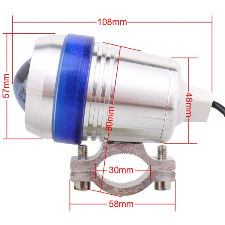 10W 900LM White Light 6500K 1-LED 3-Mode Wired Motorcycle Headlamp, Wire Length:40cm, DC 12V-24V