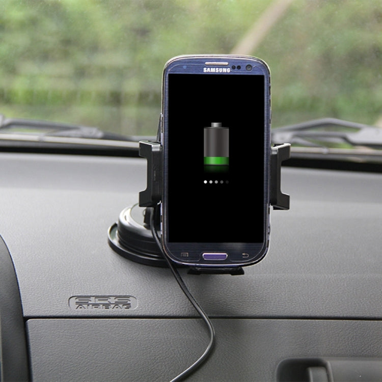 Itian C1+ 360 Degree Rotatable Universal Car Cup & Air Vent Mount Holder Stand with Qi Standard Wireless Charger , For iPhone, Galaxy, Huawei, Xiaomi, Lenovo, Sony, LG, HTC and Other Smartphones(Black)