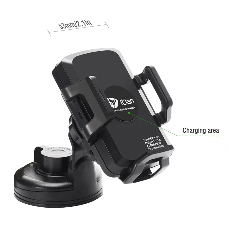 Itian C1+ 360 Degree Rotatable Universal Car Cup & Air Vent Mount Holder Stand with Qi Standard Wireless Charger , For iPhone, Galaxy, Huawei, Xiaomi, Lenovo, Sony, LG, HTC and Other Smartphones(Black)
