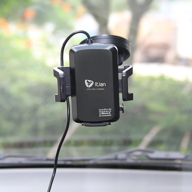 Itian C1+ 360 Degree Rotatable Universal Car Cup & Air Vent Mount Holder Stand with Qi Standard Wireless Charger , For iPhone, Galaxy, Huawei, Xiaomi, Lenovo, Sony, LG, HTC and Other Smartphones(Black)