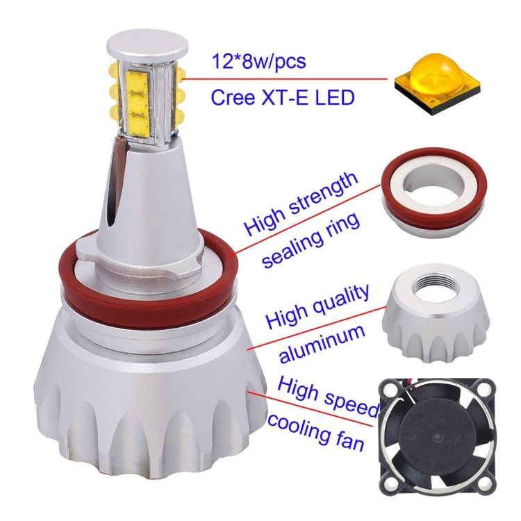 MZ E92 H8 96W 2400LM 12 XT-E LED Car Angel Eyes White Daytime Running Light for BMW 1 / 3 / 6 / X5 Series, DC 12-24V, 1 Pair