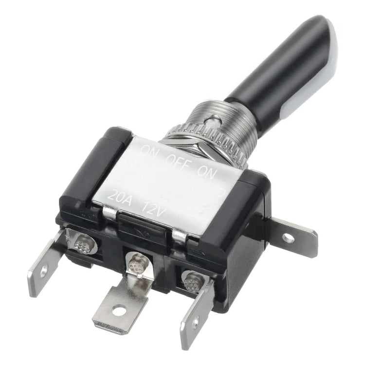 Three-pole ON-OFF-ON Toggle Switch with Blue Light, DC 12V 20A(Black)
