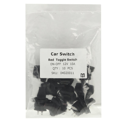 10X Car Red Light Toggle Switch Control ON-OFF, 12V / 10A (10pcs in one packing, the price is for 10pcs)