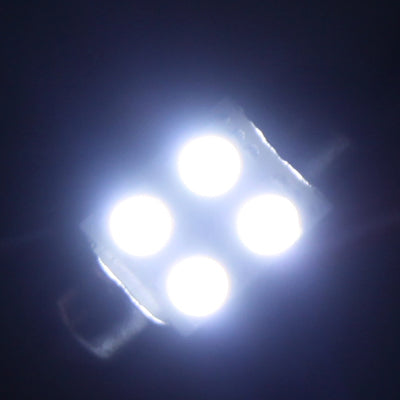 31mm White 4 LED 5050 SMD Car Signal Light Bulb (Pair)