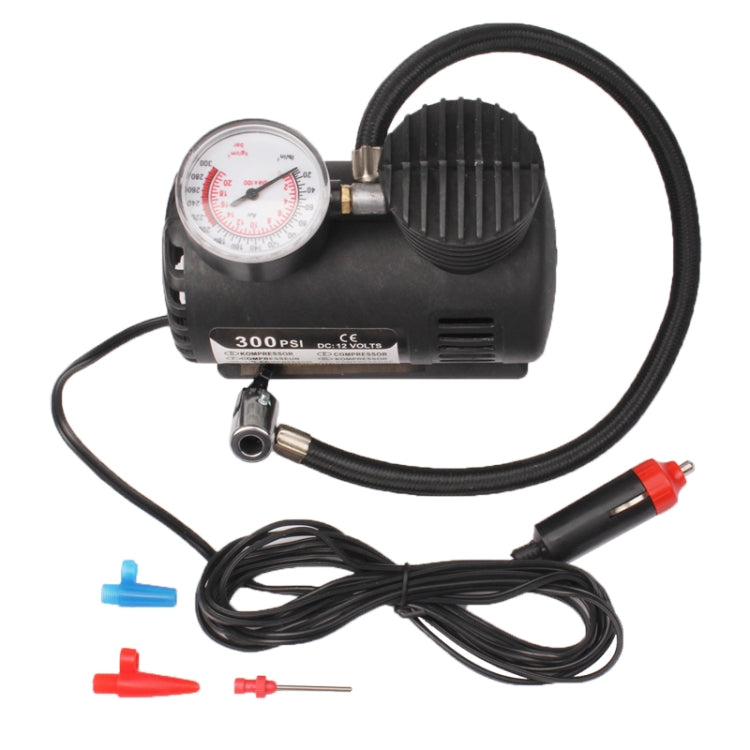 Portable Mini Auto Electric Air Compressor with Car Charger (300 PSI / DC 12V)(Black)