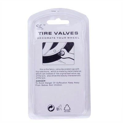 Tire Valve Caps 4 pcs with Wrench Keychain(Silver)