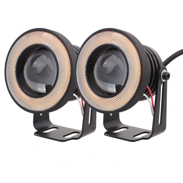 2 PCS 2.5 inch 10W 900LM White + Yellow Light 6500K Waterproof LED Eagle Eye Light for Vehicles, DC 12V, Cable Length: 20cm(Black)