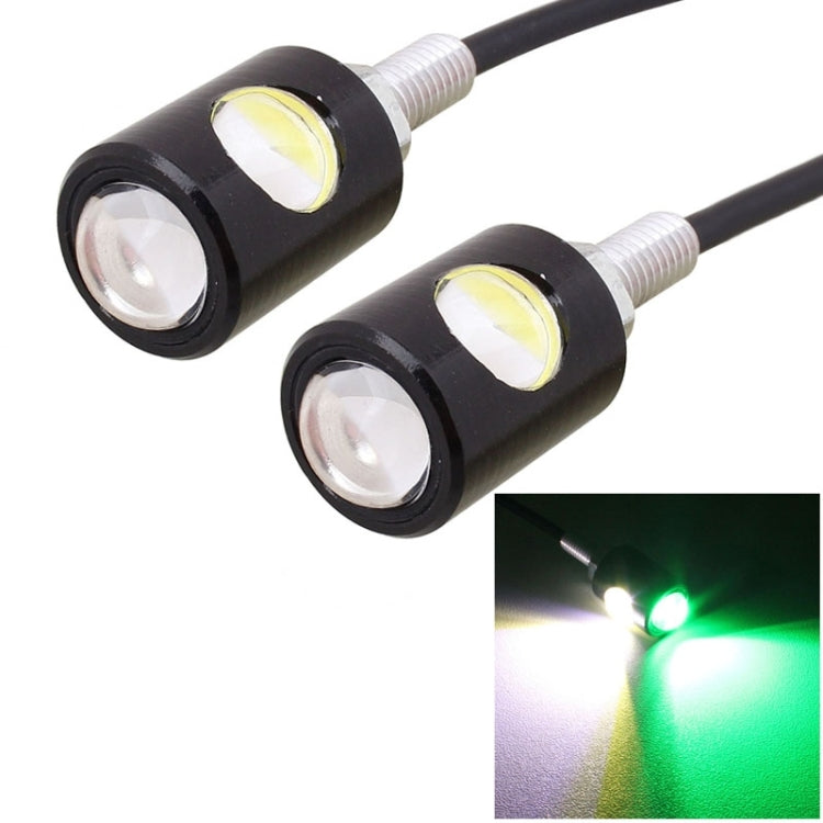 2 PCS MZ 16mm 6W 250LM White Green Light COB LED Eagle Eye Light Daytime Running Light for Vehicles