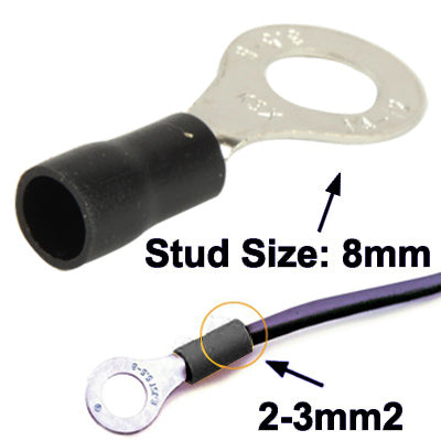 RV5.5-8 100 PCS 8.0mm DIY Ring Terminals, Cable size: 2-3mm2