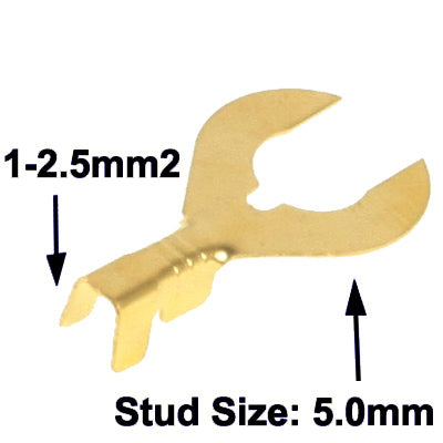 100pcs 5.0mm DIY Spade Terminal Connectors, Cable size: 1-2.5mm2 (100pcs in one packaging, the price is for 100pcs)