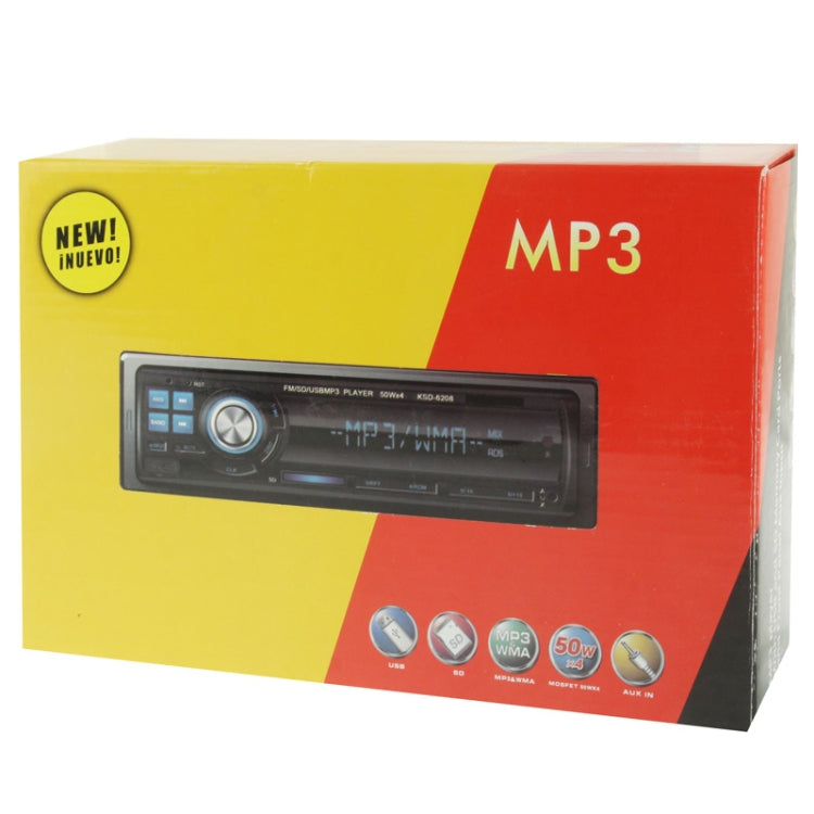 50W x 4 Car MP3 Player with Remote Control, Support MP3 / FM / SD Card / USB Flash Disk / AUX IN (6208)