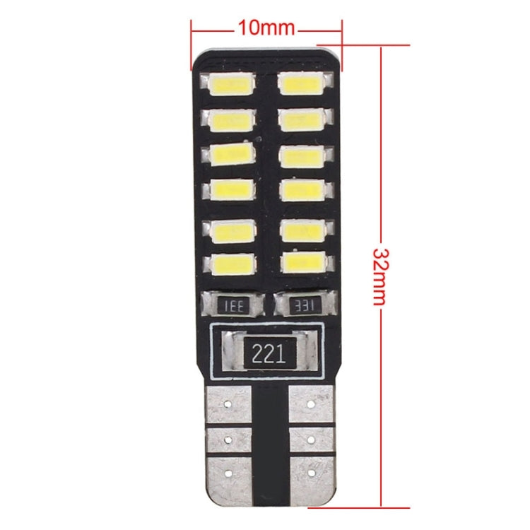 2 PCS T10 2.4W 288LM White Light 24 LED SMD 3014 Canbus Decode Car Clearance Lights Lamp, DC 12V