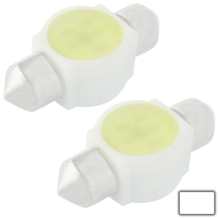 31mm 1W White Ceramic LED Car Signal Light Bulb, DC 12V (Pair)