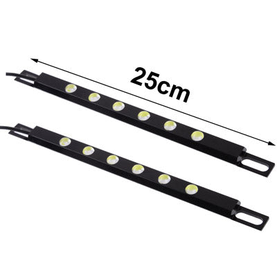White 2 x 6 LED Waterproof Eagle Eye DIY Rogue Light, Length: 25cm (Pair), Black