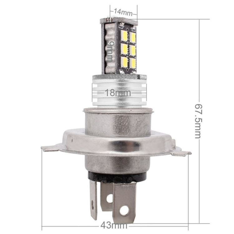 2 PCS H4 3W White LED 300LM SMD 2835 Car Rear Fog Lamp / Backup Light for Vehicles, DC 12V