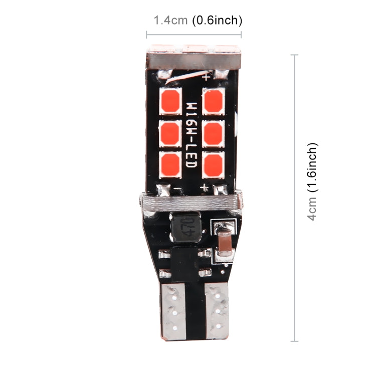 2 PCS T15 3W Red Light 300LM SMD 2835 LED Car Rear Fog Lamp / Backup Light for Vehicles, DC 12V