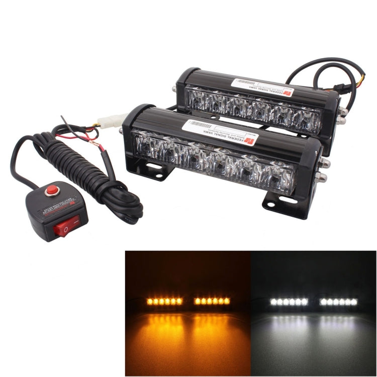 2 PCS 6 inch 6 LED 2 x 18W Car Flash Warning Light Yellow Change White Waterproof Emergency Light, DC 12V