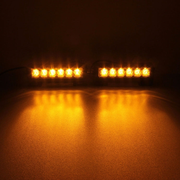 2 PCS 6 inch 6 LED 2 x 18W Car Flash Warning Light Yellow Change White Waterproof Emergency Light, DC 12V