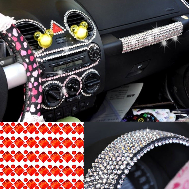 140 PCS Square + 308 PCS Round Glitter Crystal Diamond Decoration / Shining Rhinestone Sticker for Car Sticker & Cell Phone Ornament(Red)