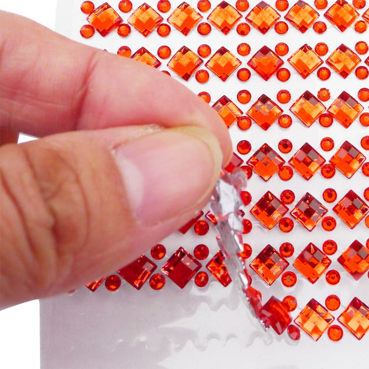140 PCS Square + 308 PCS Round Glitter Crystal Diamond Decoration / Shining Rhinestone Sticker for Car Sticker & Cell Phone Ornament(Red)