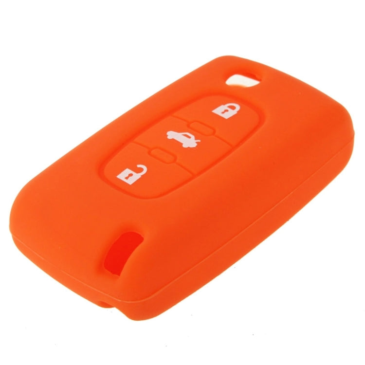 Three Buttons Type Car Key Silicone Protective Case for Peugeot 307 / 408 / 407 / 607(Orange)