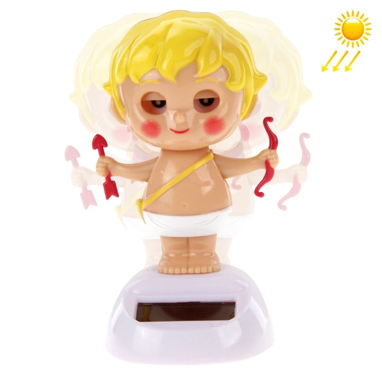Solar Powered Bobble Head Dancing Toy Car Decoration Ornament Lovely Wink Doll Cupid