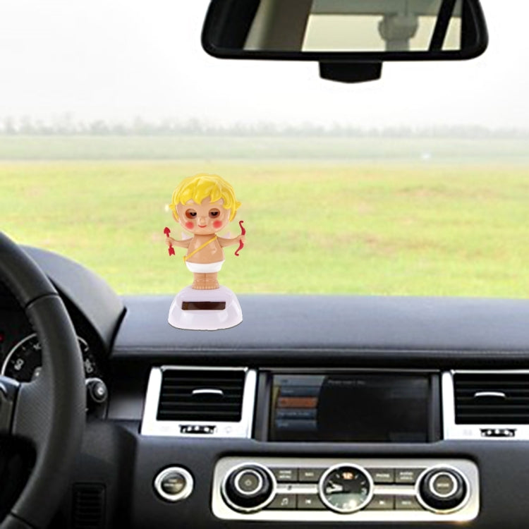 Solar Powered Bobble Head Dancing Toy Car Decoration Ornament Lovely Wink Doll Cupid