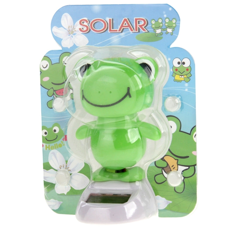 Solar Powered Bobble Head Dancing Toy Car Decoration Ornament Lovely Smiling Face Frog