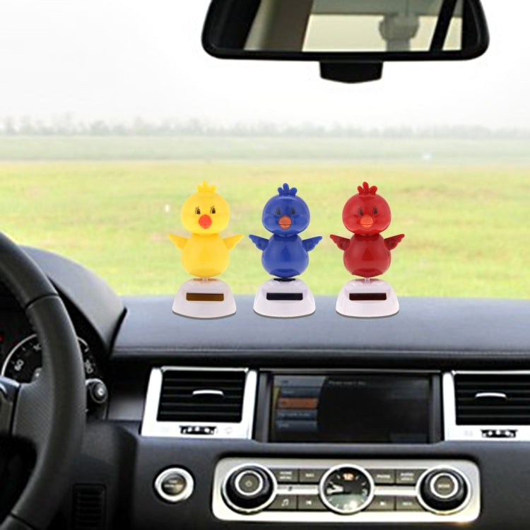 Solar Powered Bobble Head Dancing Toy Car Decoration Ornament Cute Chicken(Red)