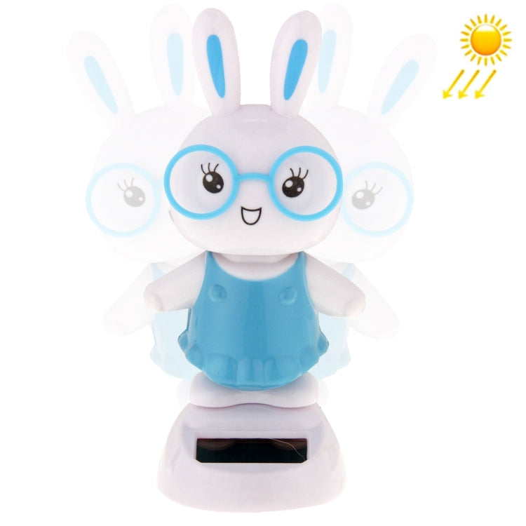 Solar Powered Bobble Head Dancing Toy Car Decoration Ornament Cute Rabbit(Blue)