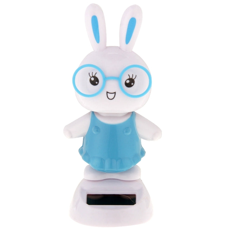 Solar Powered Bobble Head Dancing Toy Car Decoration Ornament Cute Rabbit(Blue)