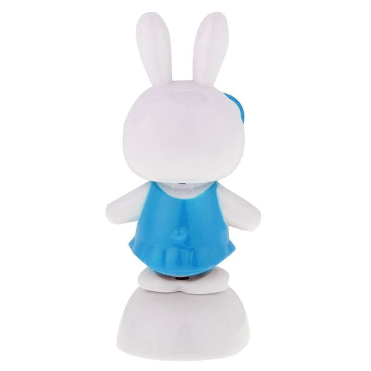 Solar Powered Bobble Head Dancing Toy Car Decoration Ornament Cute Rabbit(Blue)
