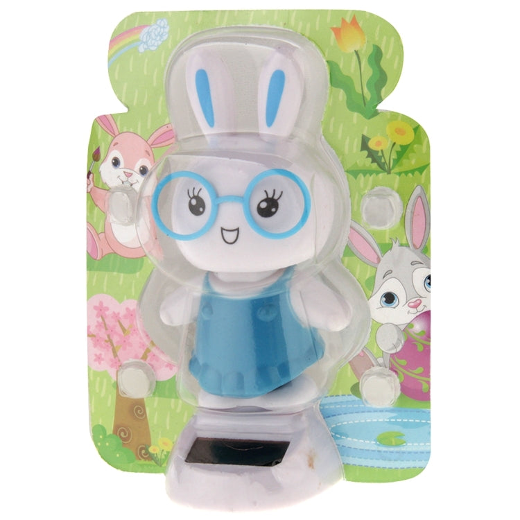 Solar Powered Bobble Head Dancing Toy Car Decoration Ornament Cute Rabbit(Blue)