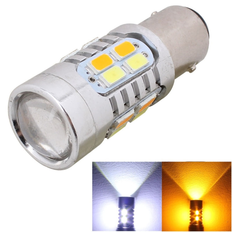 2PCS 1157/BAY15D 10W 700LM Yellow + White Light 20-LED SMD 5630 Car Brake Light Lamp Bulb, Constant Current, DC 12-24V