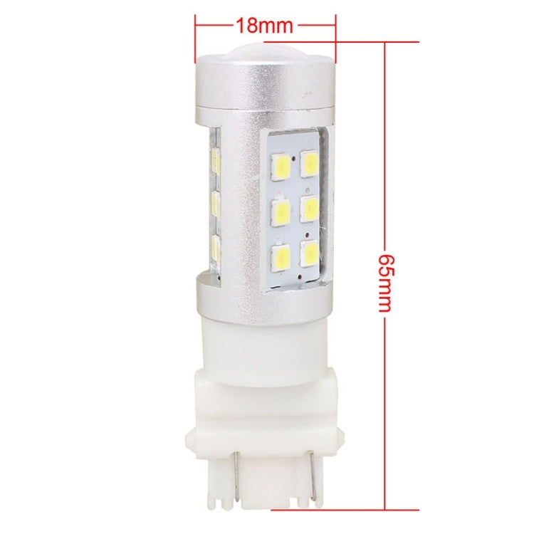 2 PCS T25 4.2W 630LM White Light Dual Wires 21 LED 2835 SMD Car Brake Light Daytime Running Light Bulb, DC 12V