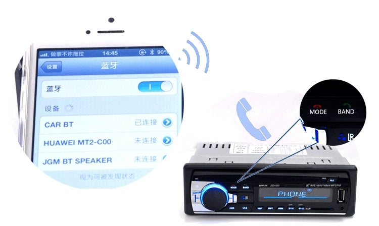 JSD-520 Car MP3 Player with Remote Control, Support FM, BT, USB / SD / MMC