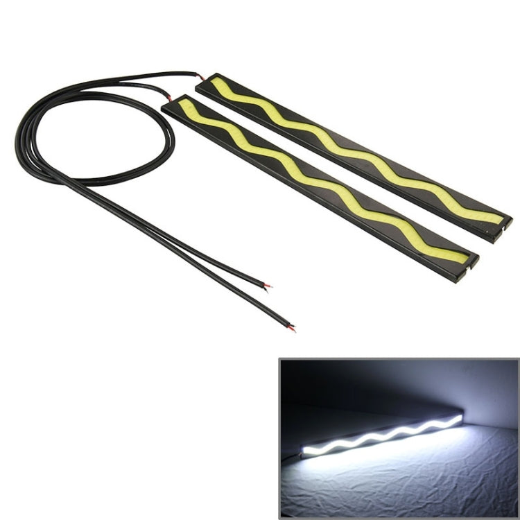 2 PCS DC 12V 2x6W COB DRL LED Wave Type White Light Car Daytime Running Lights, Length: 20.7cm