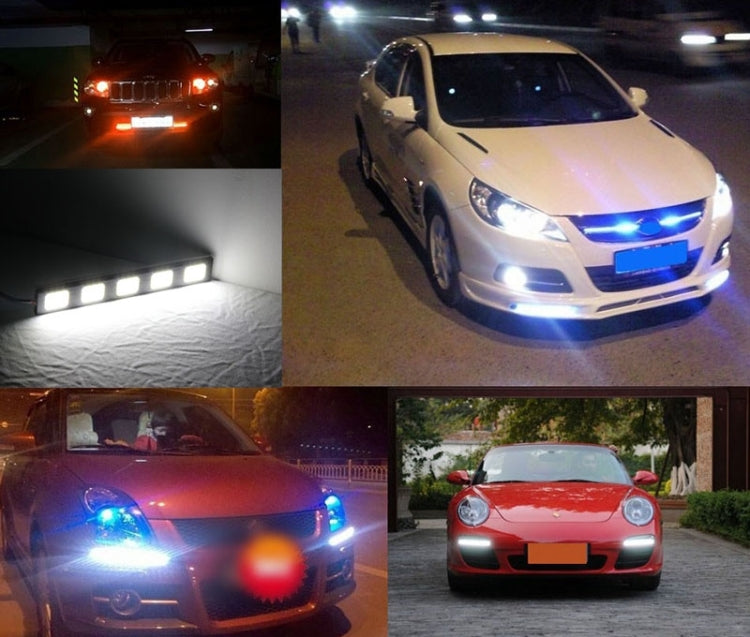 2 PCS DC 12V COB DRL LED Grid Type White Light Car Daytime Running Lights, Length: 15.2cm