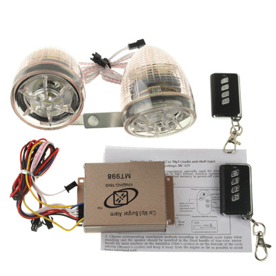 Car MP3 Burglar Alarm with FM Radio & Remote Control, Support SD Card & USB Flash Disk