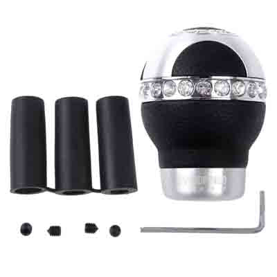 Car Universal Round Shaped Ergonomic Aluminum Manual Gear Shift Knob with Crystals(Black)