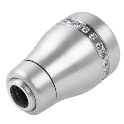 Car Universal Round Shaped Ergonomic Aluminum Manual Gear Shift Knob with Crystals(Silver)