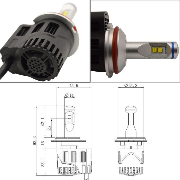 2 PCS ZY-9004/9007JGDP6-55W High Power Led MZ 5200LM 6000K White Light Car LED Head Lamp with Driver, DC 11-30V