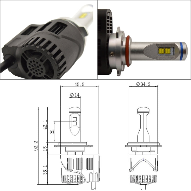 2 PCS ZY-9012JGDP6-55W High Power Led MZ 5200LM 6000K White Light Car LED Head Lamp with Driver, DC 11-30V
