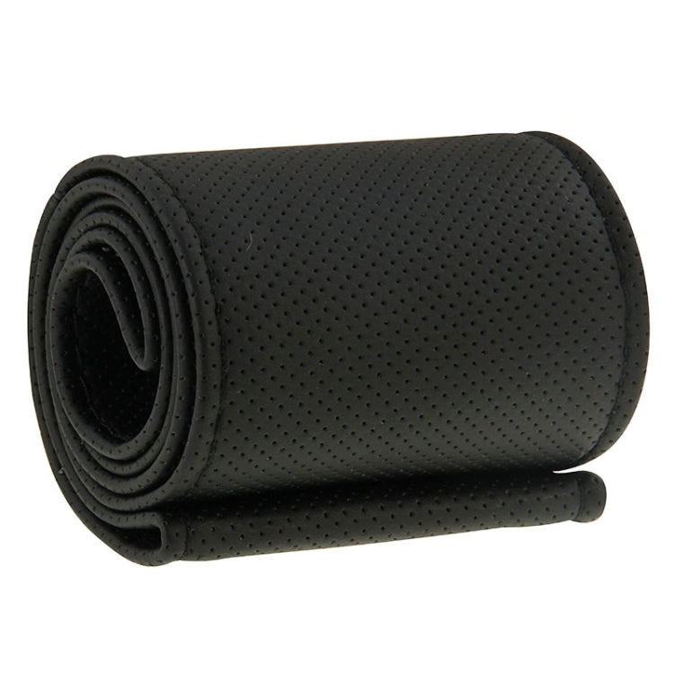 Leather Steering Wheel Cover With Needle and Thread, Size: 54x10.5cm