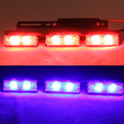 Blue + Red 2 x 6 LED Decorative Light with Switch, DC 12V