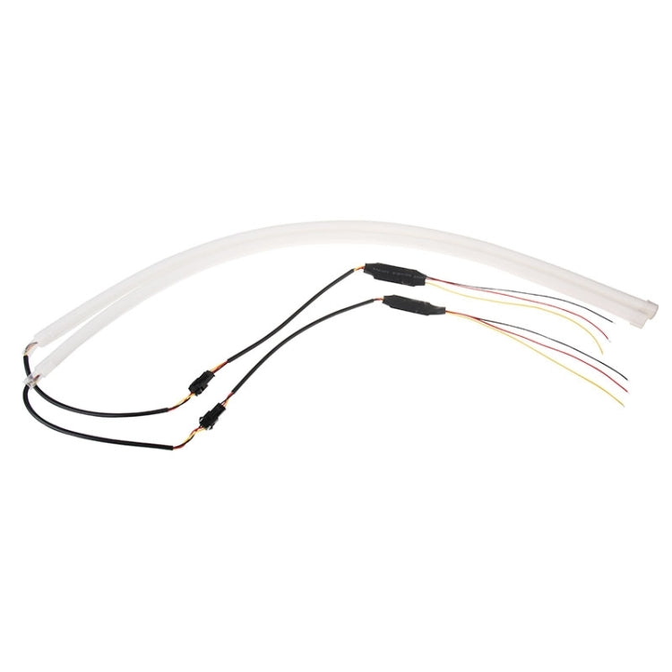 2 PCS 12V Car Daytime Running Lights Soft Article Lamp, Blue + Yellow Light, Length: 60cm